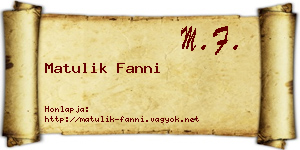 Matulik Fanni névjegykártya